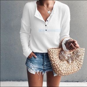 Soft Buttoned Long-Sleeve Top